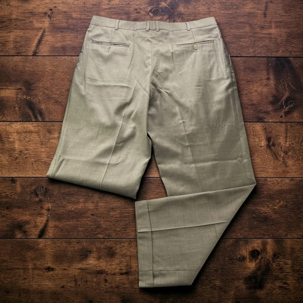 Vintage Brooks Brothers Mens 38x30 Pleated Wool Pants Olive Taupe Cuffed Canada